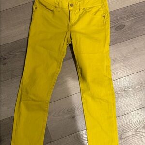 Tory Burch cotton/spandex bright yellow cropped jeans 27